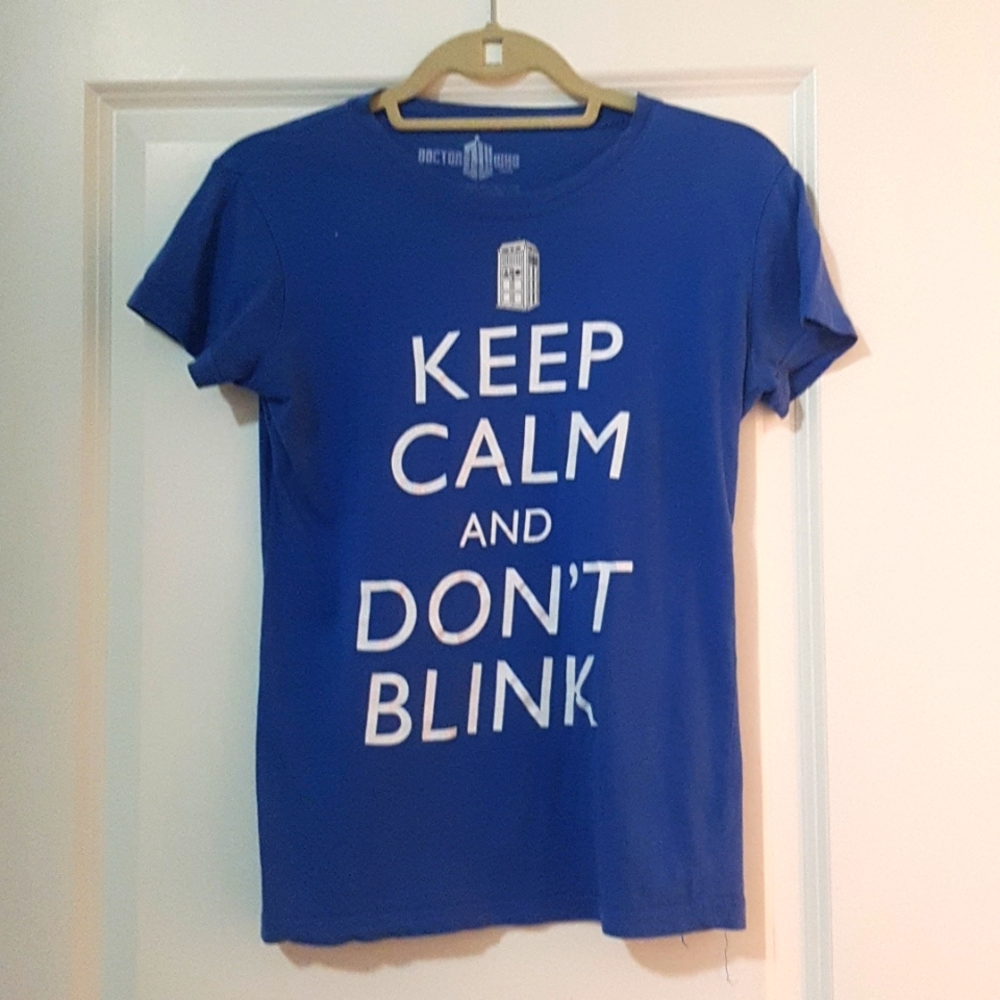 EUC Doctor Who "Keep Calm Don't Blink" T-shirt, S